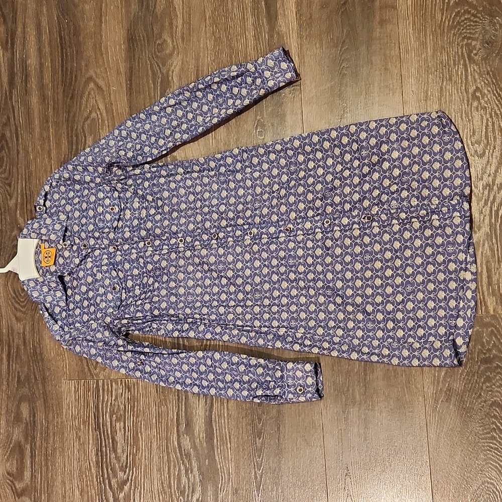 ❤️ TORY BURCH LOGO PRINT COTTON BUTTON DOWN SHIRT DRESS, 2